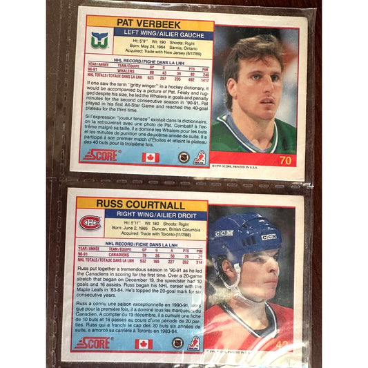 NHL Hockey Card Lot - 1991 Score Cards and One NHL Pro Set with Trophy