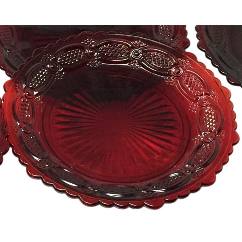 Vintage Avon 1876 Cape Cod Ruby Red Rimmed Salad / Dessert Plate (7.25") Avon A+ Stuff Drinking, Dining & More