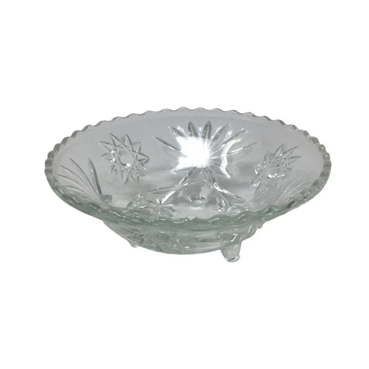 Vintage Anchor Hocking Small Clear Glass Footed Bowl - A+ Stuff