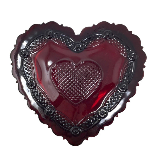 Vintage Avon 1876 Cape Cod Collection Ruby Red Glass Heart-Shaped Trinket Box Avon A+ Stuff vintage collectible