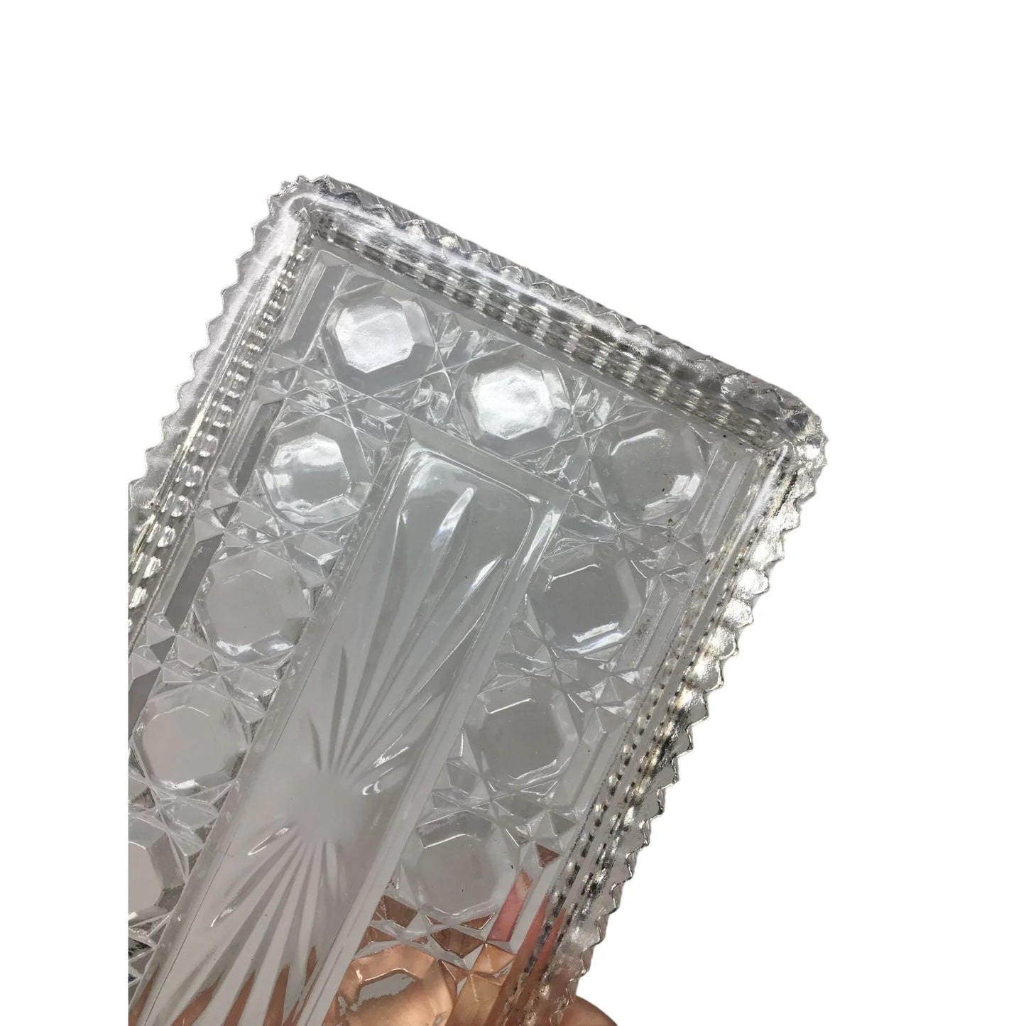Vintage Clear Glass Serving Dish/Relish Dish- about 8.5'' by 4.5'' - A+ Stuff