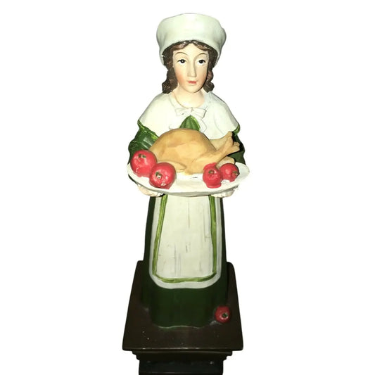 PILGRIM Woman Carrying Turkey Platter 12" Tall 'WELCOME' Thanksgiving Statue A+ Stuff