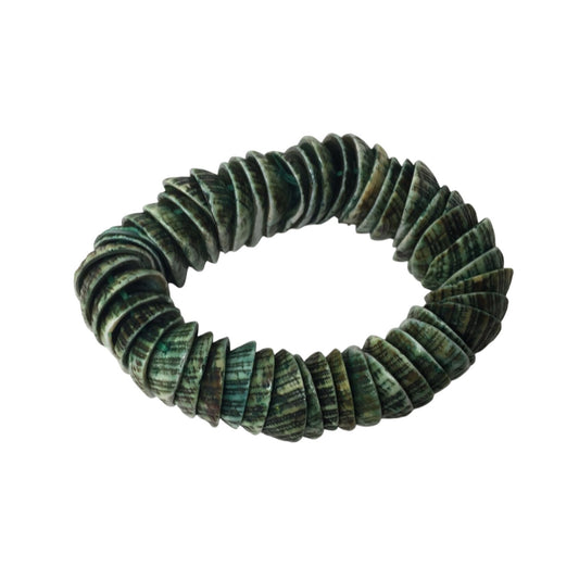 Women's Green Shell Stretchy Statement Bracelet
