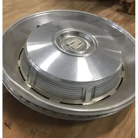 Vintage Cadillac Hubcaps Set of 2. Genuine Cadillac Part. Logo in Center CADILLAC