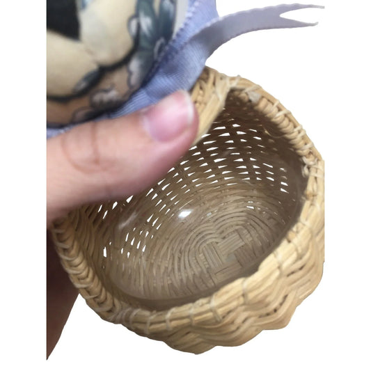 Cute Fabric Bunny (head and feet) with small Trinket Basket Body - Pretty Country Pattern Fabric and Cute Face A+ Stuff A+ Stuff