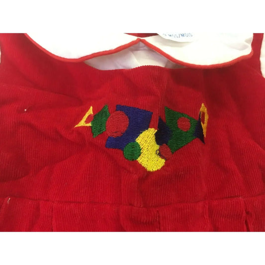 Vintage Alexis Red Courdory romper Outfit 9 mos - Embroidered Alexis