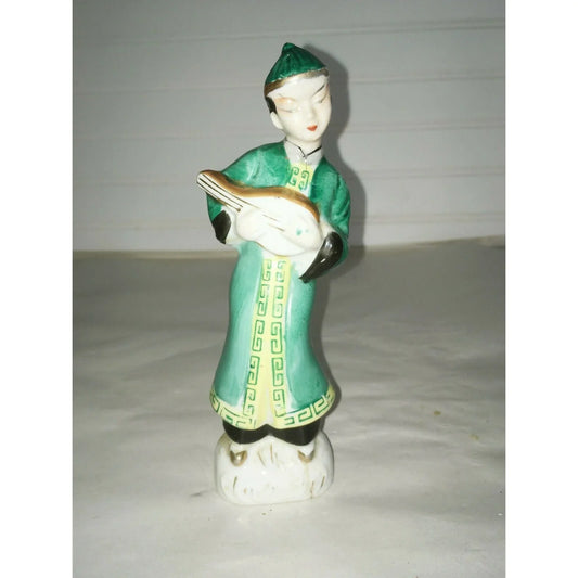 Vintage ASIAN Porcelain Man MUSICIAN Figurine Made in Japan 7" Unbranded A+ Stuff Figurines
