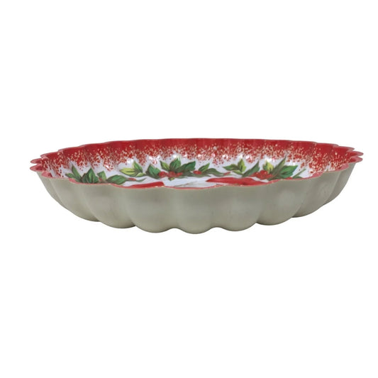Santa Claus Christmas Dish Plastic - Scalloped Edges - Thin Plastic A+ Stuff A+ Stuff