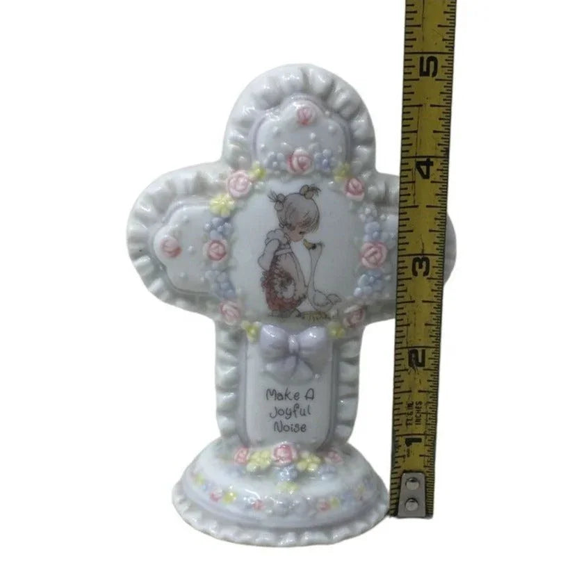Precious Moments "Make a Joyful Noise" Scripture Cross Figurine (1997) Enesco Precious Moments A+ Stuff