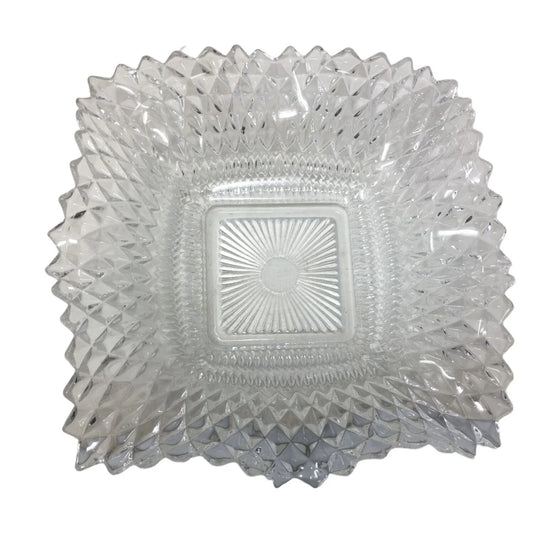 Pretty Diamond Pattern Serving Dish 7" Square with Scalloped Rippling Edges A+ Stuff A+ Stuff