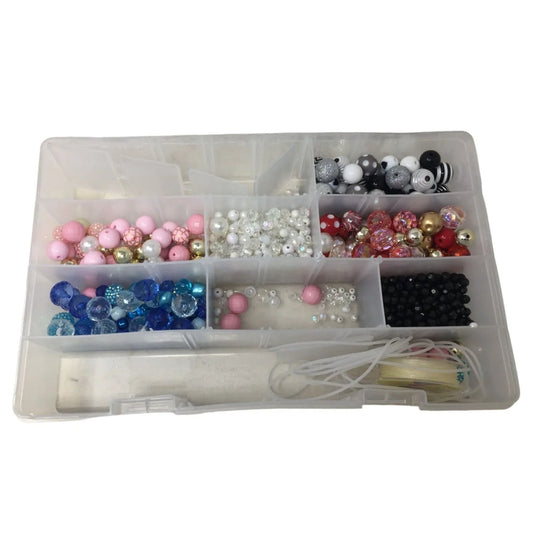 Bead Jewelry Making Set String and Beads of Various Colors (Pink, Blue, White, Black) Craft Making A+ Stuff A+ Stuff