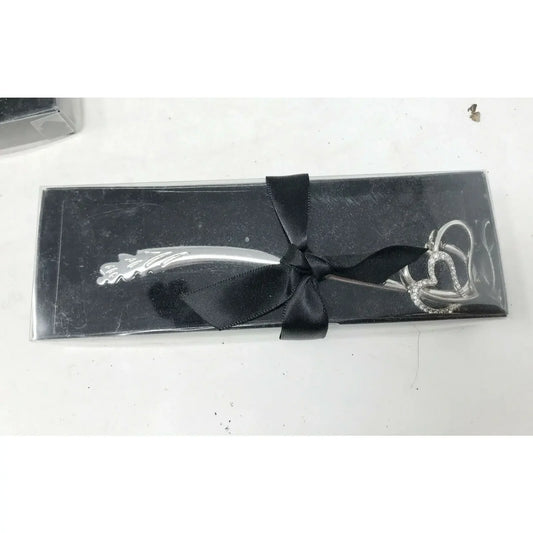 Entwined HEARTS Bookmark SIlver Tone in GIFT Box w Ribbon Unbranded