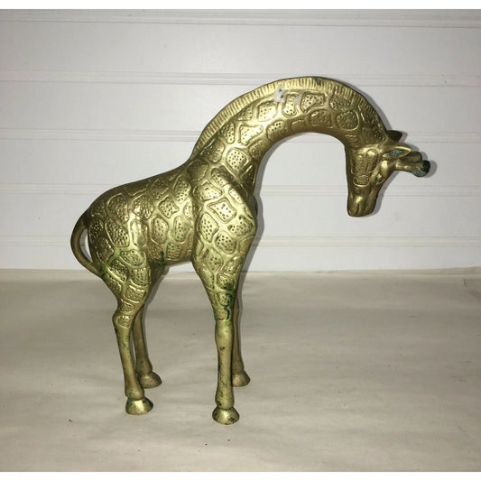 Vtg GIRAFFE Statue or Figurine BRASS Metal with Bowed Head A+ Stuff A+ Stuff Home & Garden