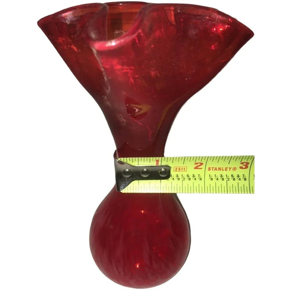 Pretty ART GLASS Handmade Red Glass Vase - white specks in bottom blending to red - approx 6.5 inches tall - Pretty petite bud vase A+ Stuff A+ Stuff Vases