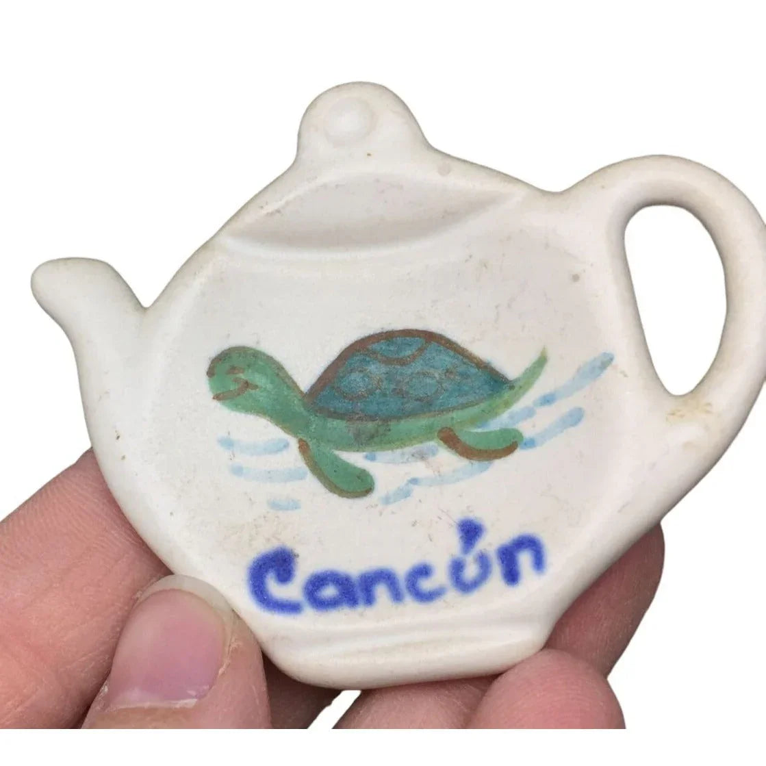Teapot with Turtle CANCUN Souvenir Teabag Holder - Cancun Mexico, Tea Drinkers Accessory A+ Stuff A+ Stuff