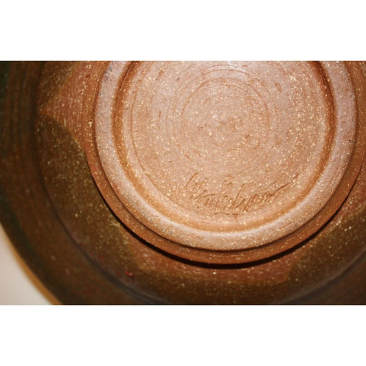 Signed POTTERY Large Bowl SIGNED Greenish Brown Handmade CLAY Art Pottery 11” A+ Stuff A+ Stuff Bowls