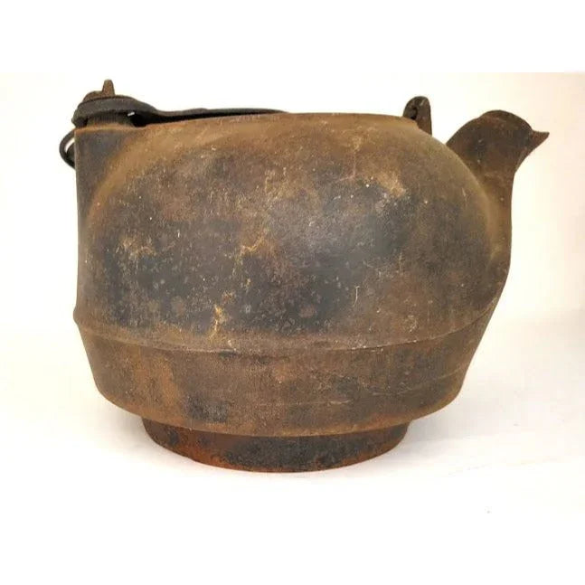 Vintage Cast Iron Kettle with Handle and Lid - some patina , see photos for best depiction - A+ Stuff A+ Stuff Stovetop Kettles