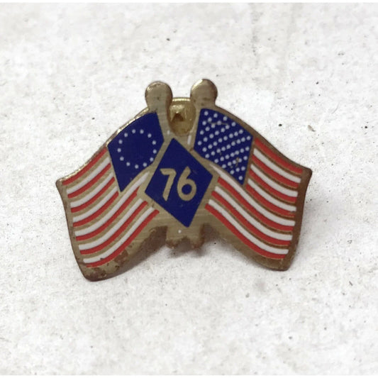 Vtg 1976 Bicentennial AMERICAN FLAGS w '76' Lapel Pin Americana A+ Stuff A+ Stuff Brooches & Lapel Pins