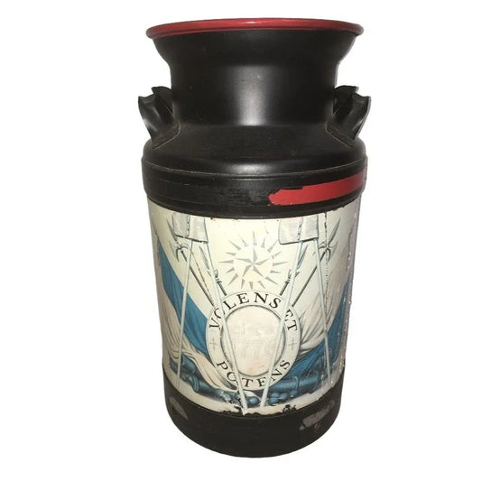 Vintage Milk Jug "Volenset Potens" Black metal milk jug with red rim - Home decor - classic country style decor A+ Stuff A+ Stuff Home & Garden