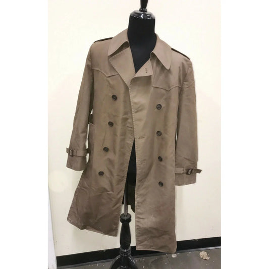 Vtg LONDON FOG Mens Tan Lined Trench Coat Double Breasted Size 42 London Fog A+ Stuff Coats & Jackets