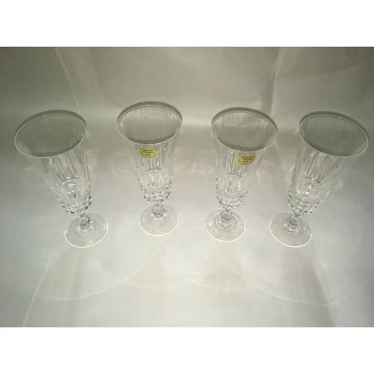 Vintage CRISTAL d'ARQUES - Taille- 4 Cut Glass CHAMPAGNE FLUTES CRISTAL d'ARQUES
