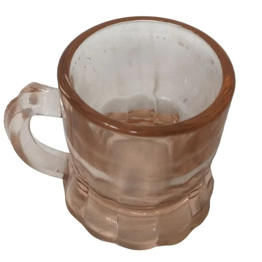 Pink Rose Glass handled Mug Shotglass - Vintage Colored Glass Barware A+ Stuff A+ Stuff