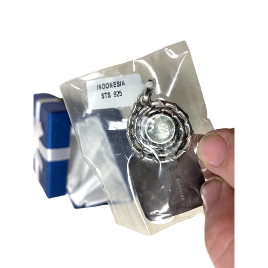 STERLING SILVER Pendant - Spiral with White Stone - Jewelry Gift Unbranded A+ Stuff Charms & Pendants