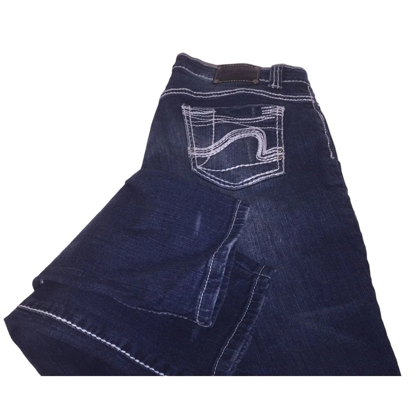 Vintage RED RIVET Dark Blue Wide Ankle Jeans with Contrasting white Threads - Size 9 Red Rivet A+ Stuff