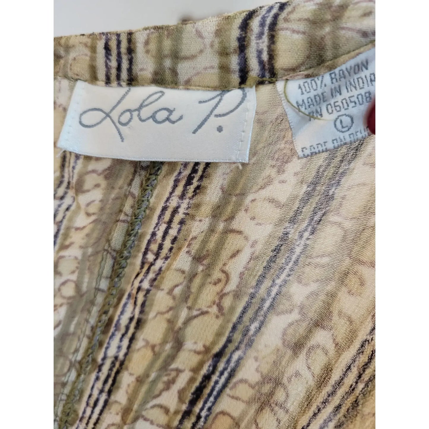 LOLA P Women's Maxi DRESS Size Large - Browns, Tans and Beige Pattern Lola P.