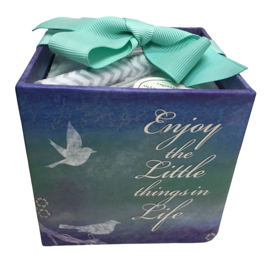 "Enjoy the Little Things in Life " Lady Jane Memo Cube with Pen and Bright Gift Bow