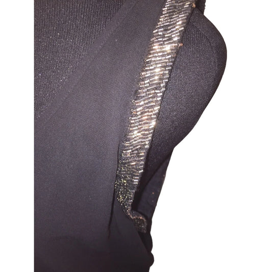 Black Sheer Tank Top Shirt NWT Shiny beaded edges at Sleeves Size Small Jeans by Buffalo A+ Stuff