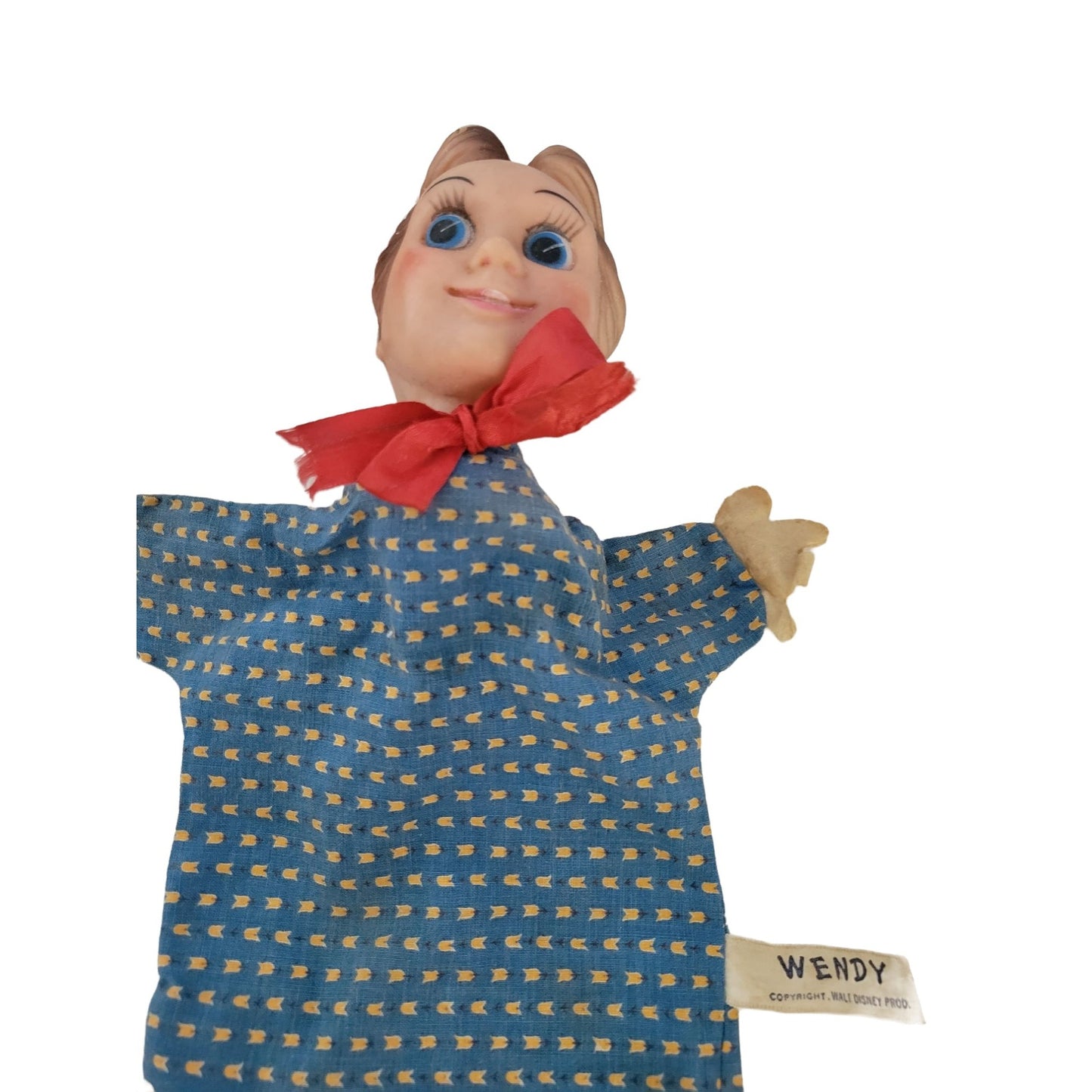 Set of 5 Vintage WAlt Disney Hand Puppets - Wendy, King Brian, Princess Aurora King Stefan 1960s