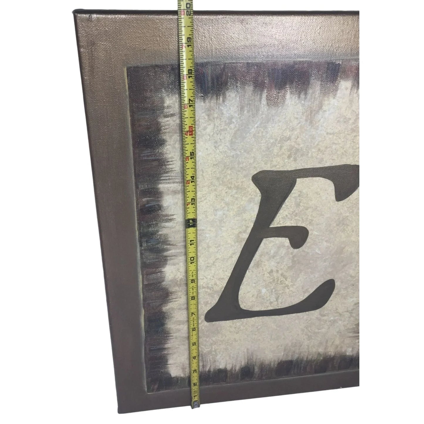 Painting on Canvas of Framed Large Letter E -No Frame, just painted canvas to look like frame - UNIQUE! A+ Stuff A+ Stuff