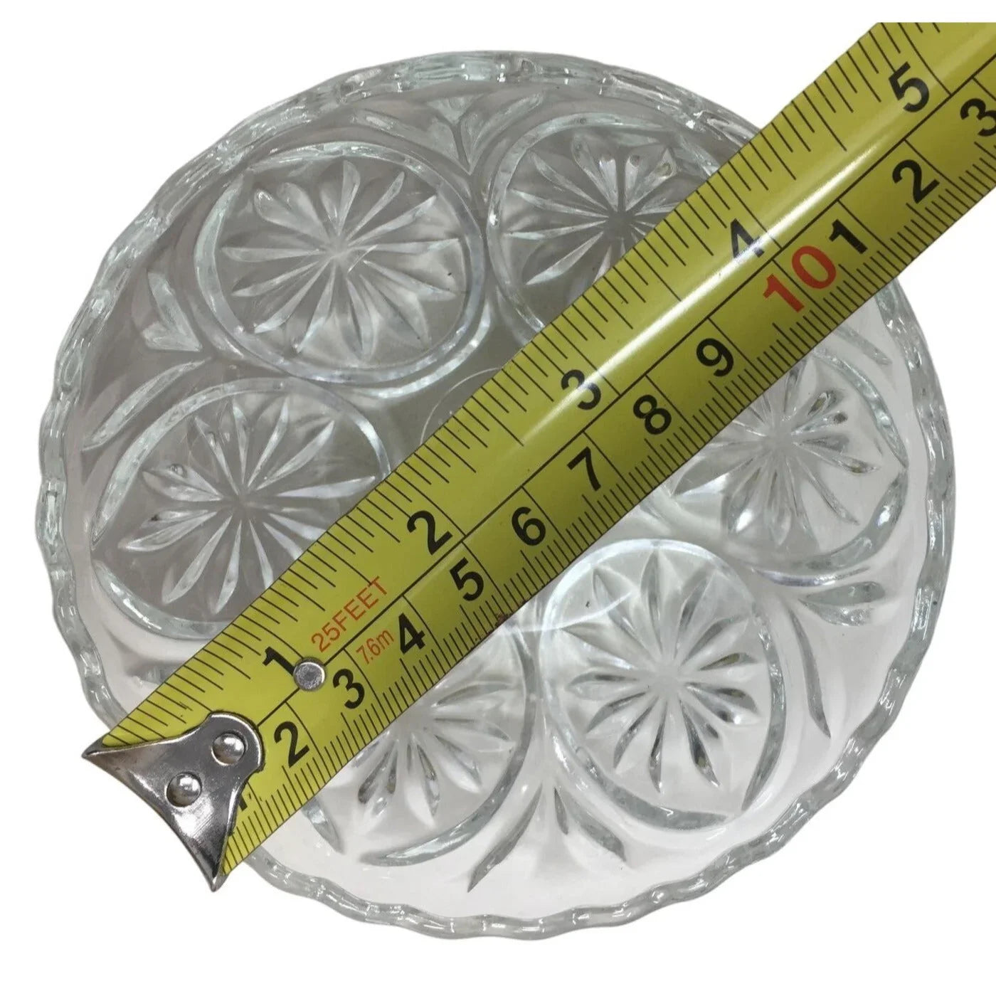Pretty Crystal Bowl or Dish - Appprox 6" Diameter - detailed fancy dishes A+ Stuff A+ Stuff