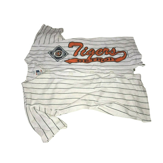 DETROIT TIGERS Infant Romper Size 24 Mos - White w Blue Pin Stripe