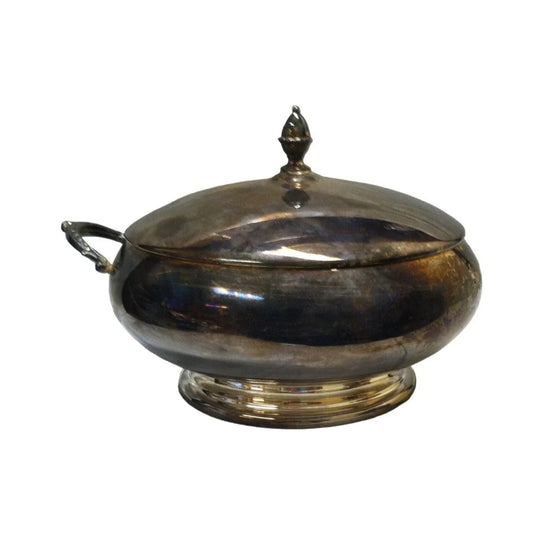 Round Silverplate Lidded Dish - 2 handles but one is off (but included so you can re-affix) - Vintage Silverplate A+ Stuff A+ Stuff