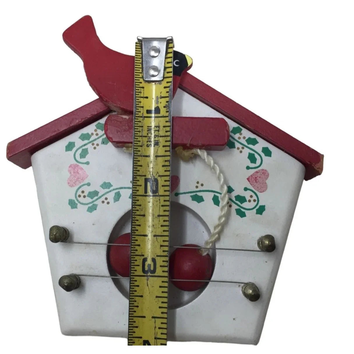 Cardinal on Birdhouse Bird Harp Hearts and leaves with ballas and wire - Refrigerator Magnet A+ Stuff A+ Stuff