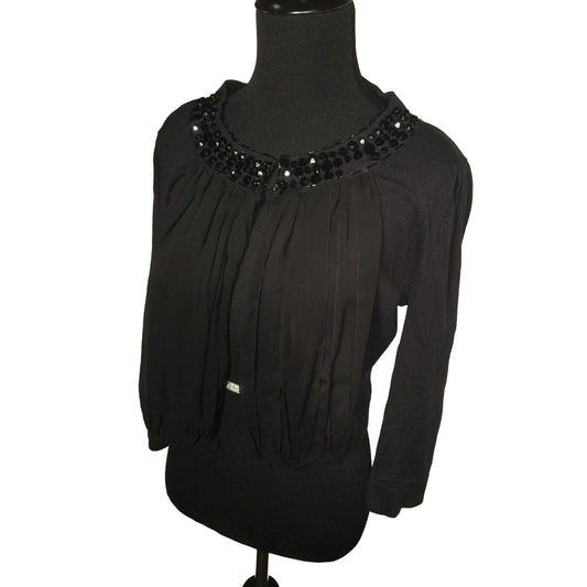 Charlotte Russe Black Sweater with Decorated Collar and Roushing Charlotte Russe A+ Stuff
