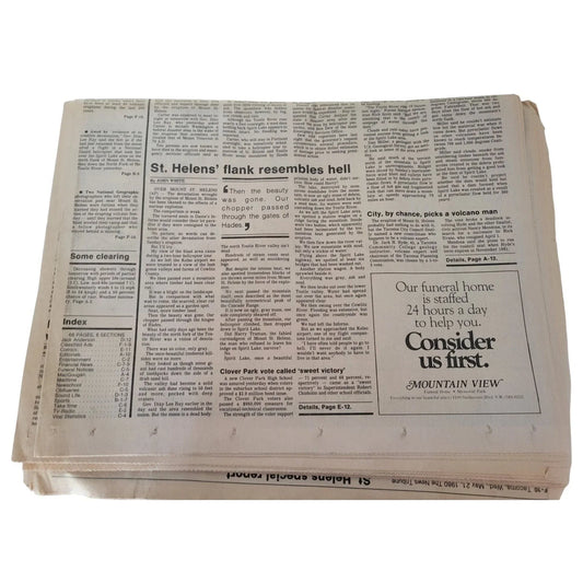 President Carter to view Mount St. Helens - Newspaper - The Tacoma News Tribune May 21st 1980 The Tacoma News Tribune A+ Stuff
