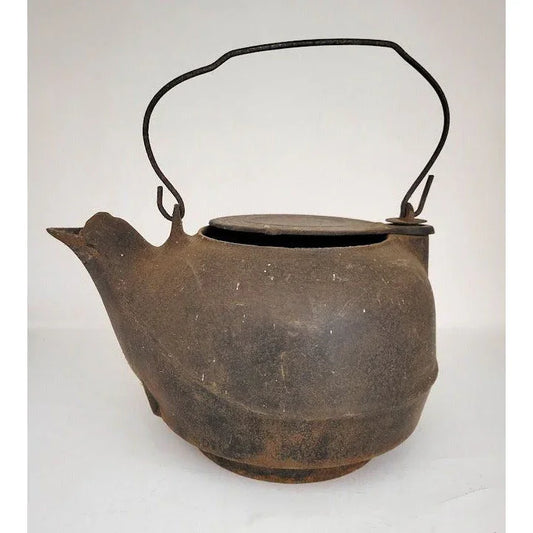 Vintage Cast Iron Kettle with Handle and Lid - some patina , see photos for best depiction - A+ Stuff A+ Stuff Stovetop Kettles