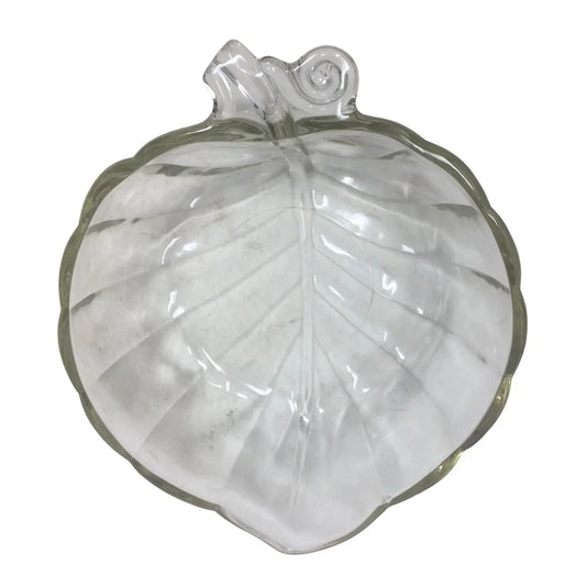 Pretty Leaf Shaped Crystal Serving Dish Prism Effect cut Bottom Ridges A+ Stuff A+ Stuff