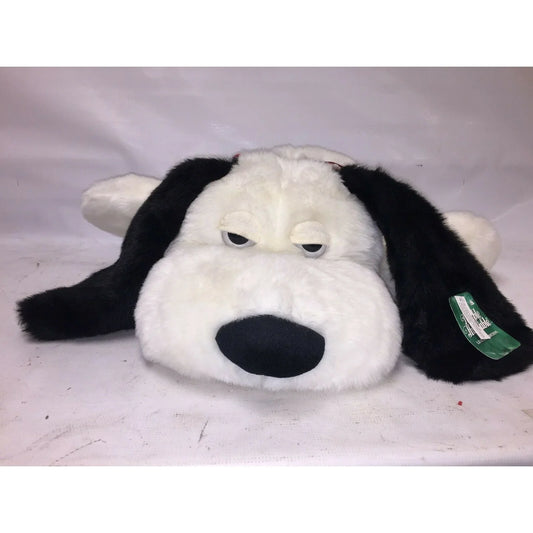 Lovable Huggable Lying DOG PLUSH 28" very soft black/white Pup - A+ Stuff A+ Stuff Stuffed Animals