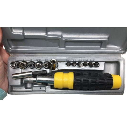 Ratcheting Socket and Driver Set with Case - Bits and Sockets Shown Included A+ Stuff A+ Stuff