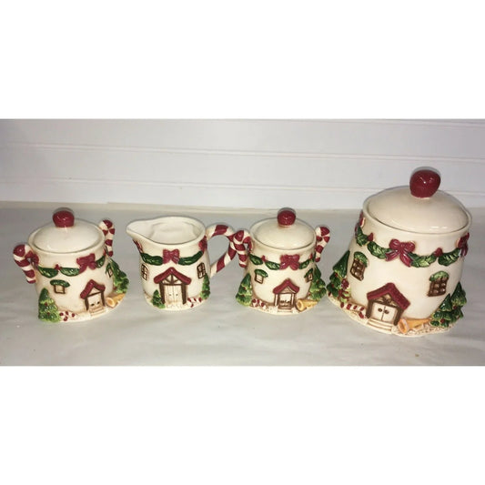 Holiday Village Creamer Sugar Marshmallow & Cookie Jar Serving Set Jingles and Joy A+ Stuff Seasonal & Holiday Decorations