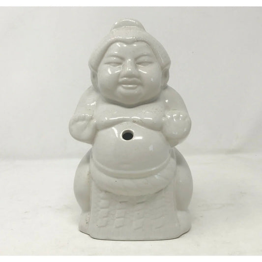 Ceramic BUDDHA Tiki Hands Out White w Hole for Straw or Incense Unbranded A+ Stuff Incense