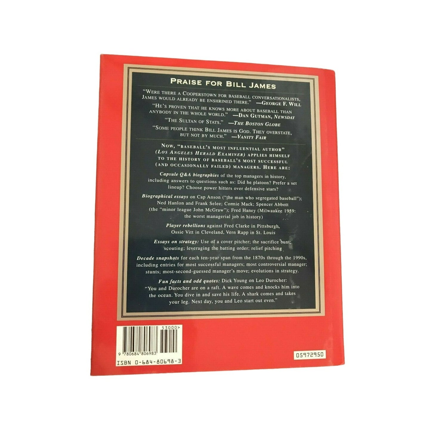 The BILL JAMES GUIDE TO BASEBALL MANAGERS: From 1870 to Today James, Bill MLB