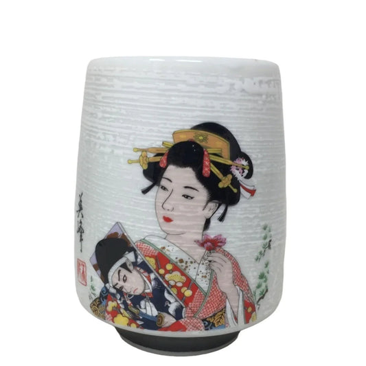 Japanese Geisha Woman Saki Cup - Red and Black Kimono A+ Stuff A+ Stuff