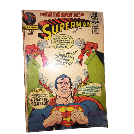 The Amazing Adventures of Superman No. 247 January 1972 - Vintage Comic Book - Super Hero National Periodical Publicaitons, INC A+ Stuff