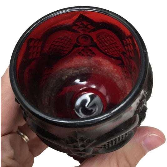 Vintage Avon Cape Cod Cordial Glass - Cranberry Red Goblet with Intricate Design Avon A+ Stuff