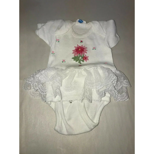 Flower Embroidered one piece w Tutu - 6 mos - simple and sweet Spencers A+ Stuff onesie